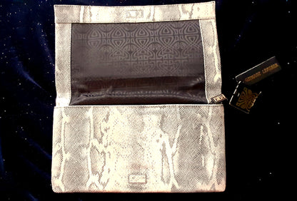 Pale Gold Shimmer Snake Skin  Vintage BIBA Clutch Bag