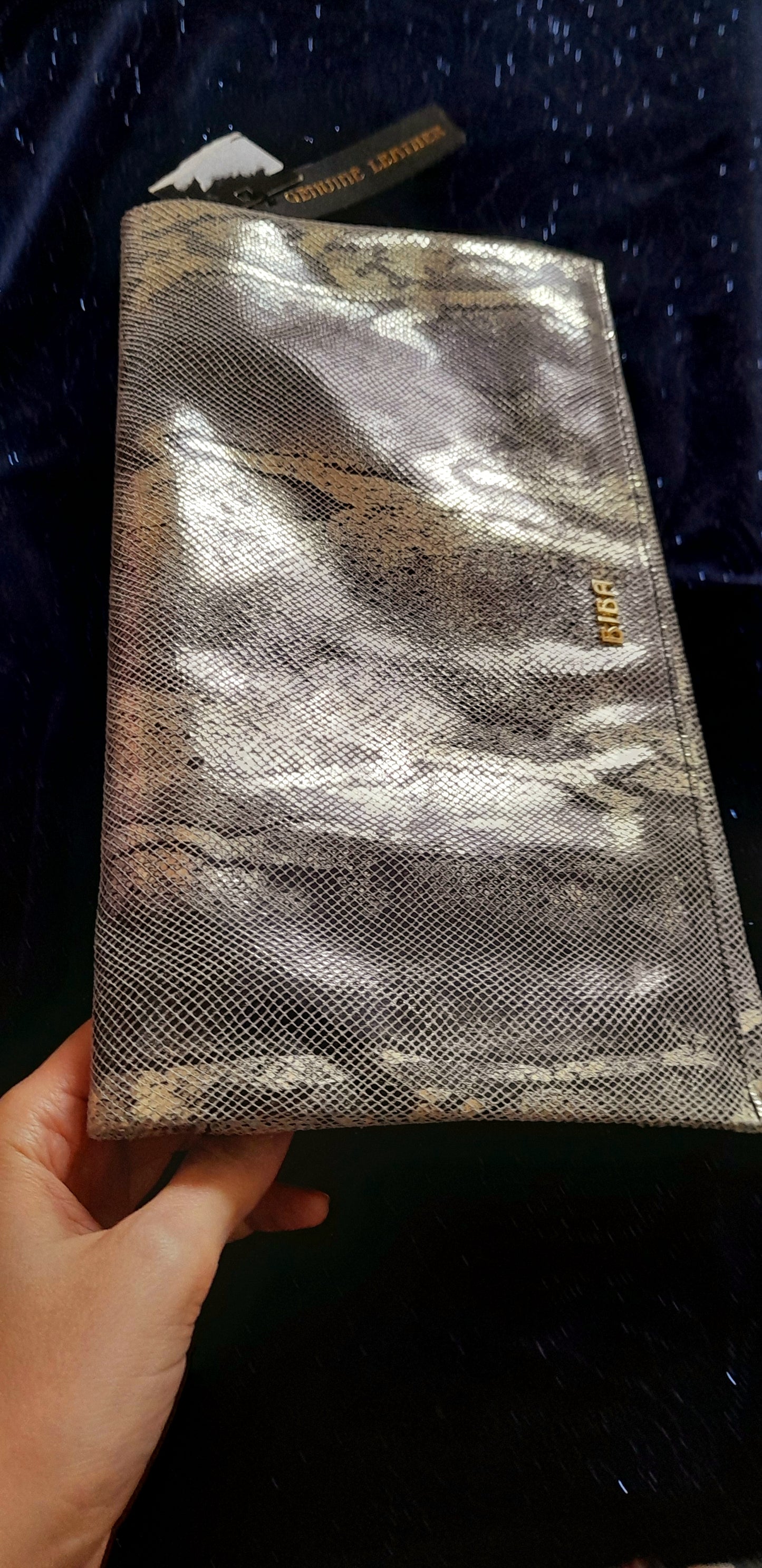 Pale Gold Shimmer Snake Skin  Vintage BIBA Clutch Bag