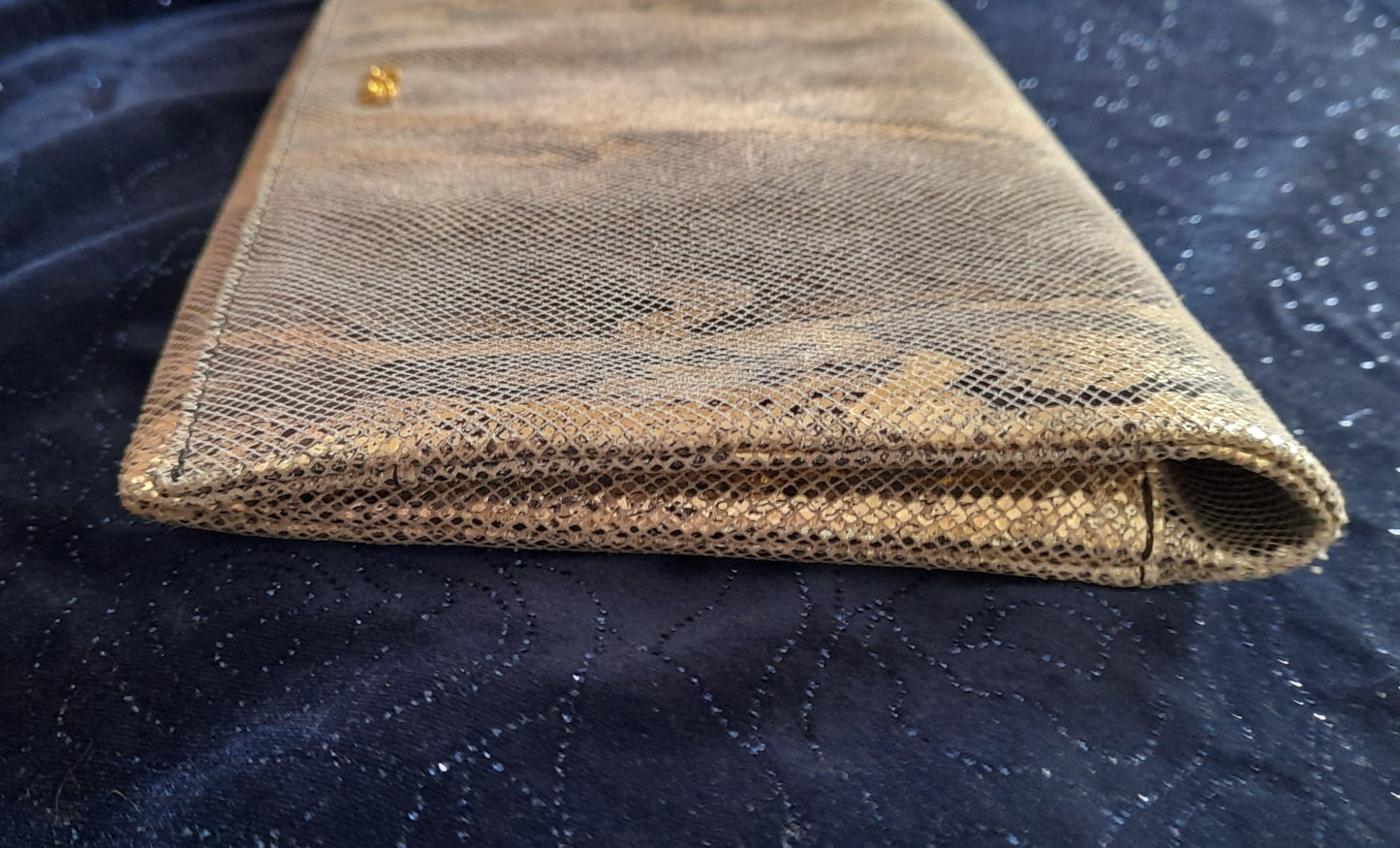 Pale Gold Shimmer Snake Skin  Vintage BIBA Clutch Bag