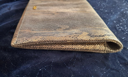 Pale Gold Shimmer Snake Skin  Vintage BIBA Clutch Bag