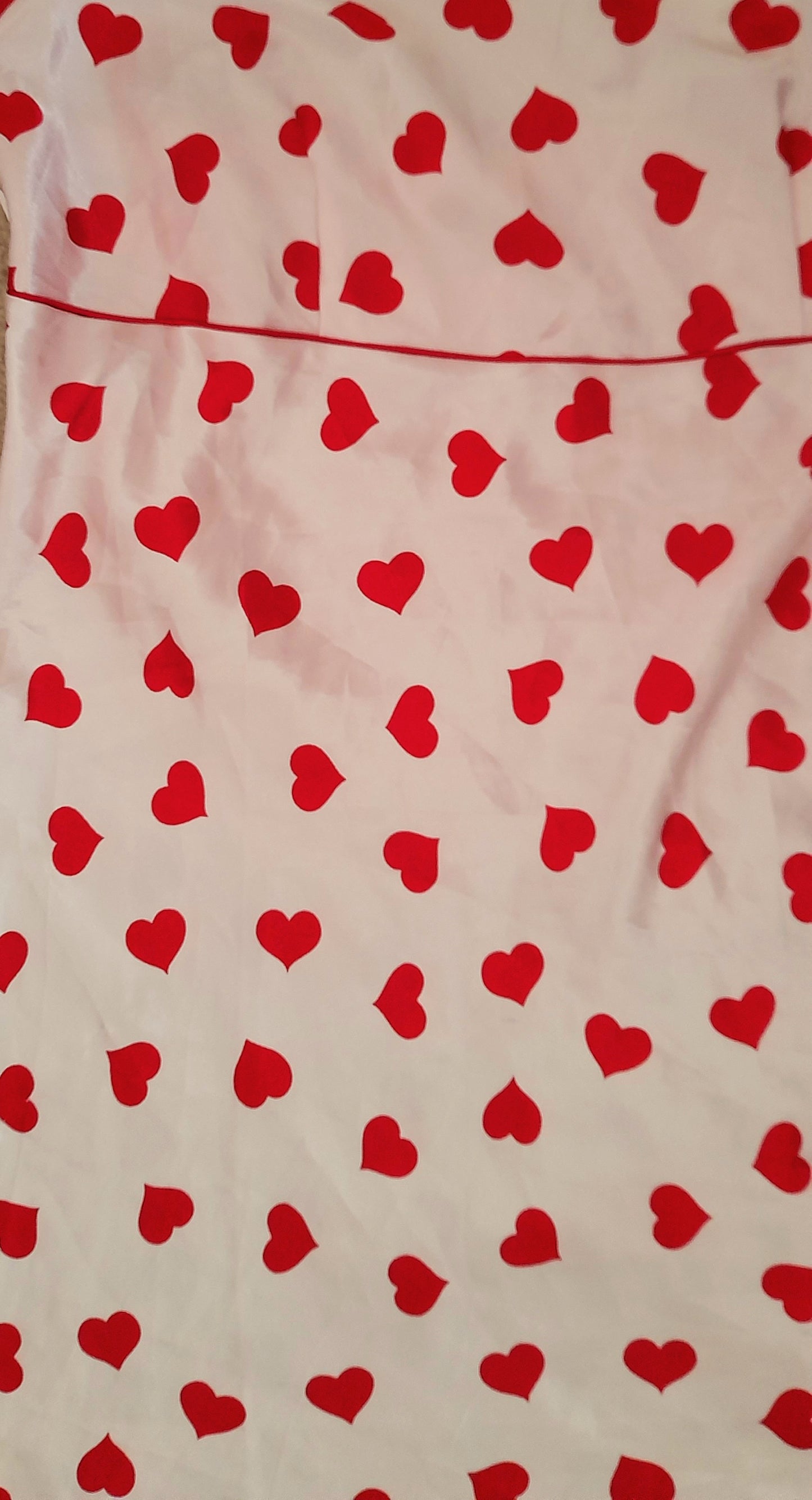 Pink Red Heart Print Vintage Y2K Satin Camisole Dress
