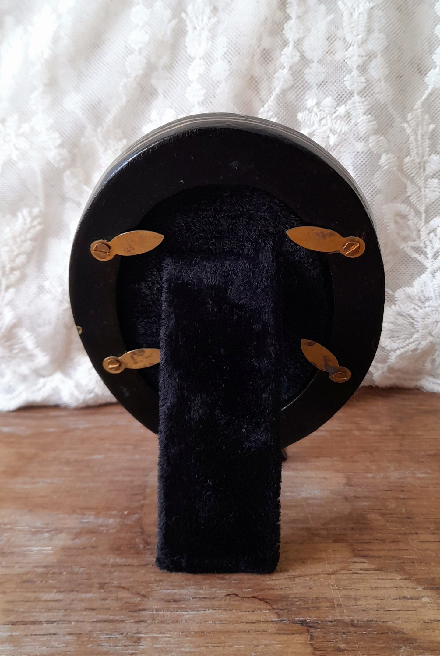 Vintage Indian Kashmir Handpainted Wood Lacquer Flowers Birds Velvet Picture Frame