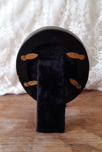 Vintage Indian Kashmir Handpainted Wood Lacquer Flowers Birds Velvet Picture Frame