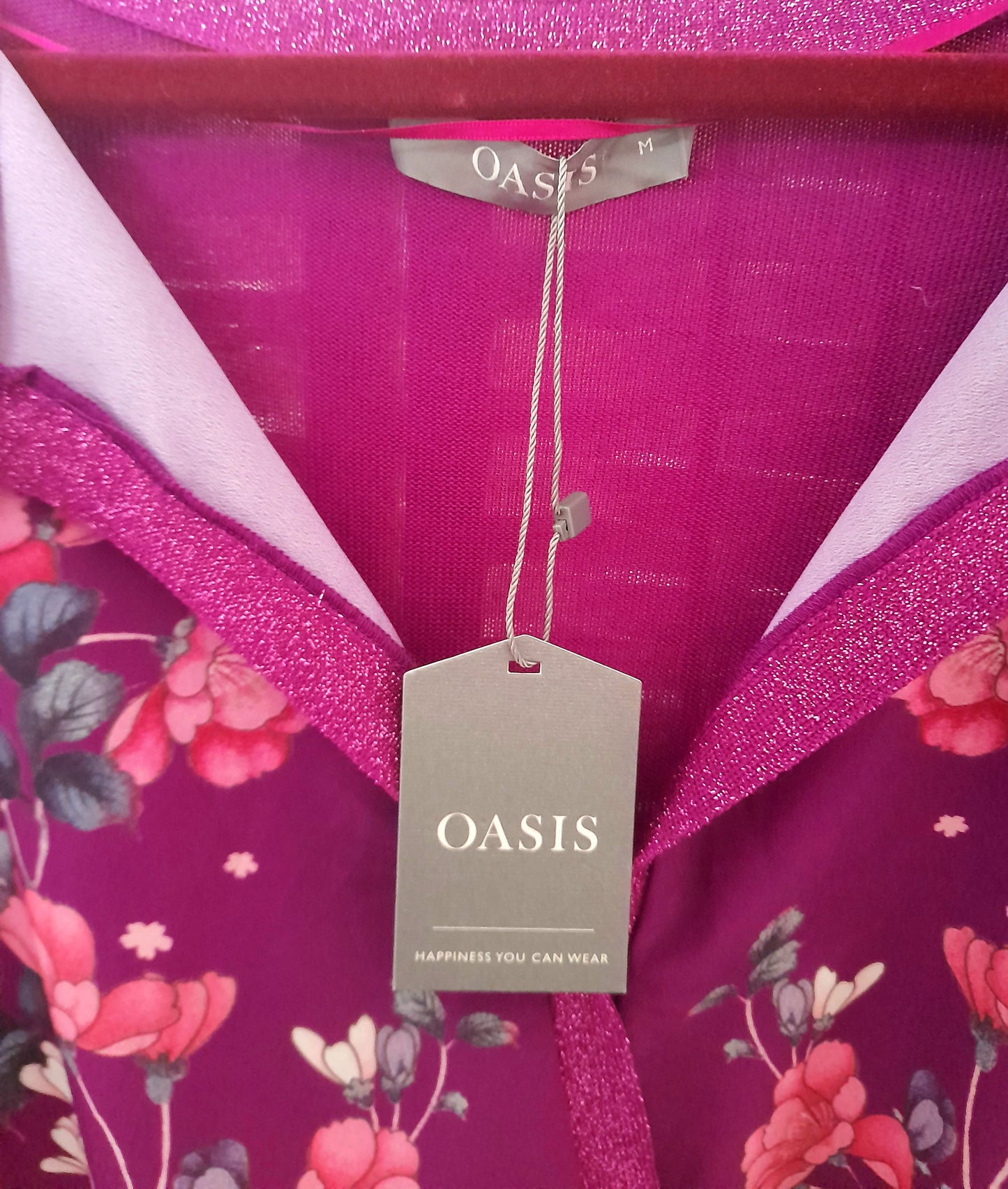Purple Chiffon Knitted Birds Flowers OASIS Boho Blouse Top