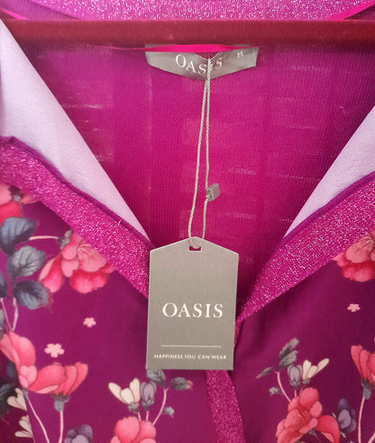 Purple Chiffon Knitted Birds Flowers OASIS Boho Blouse Top