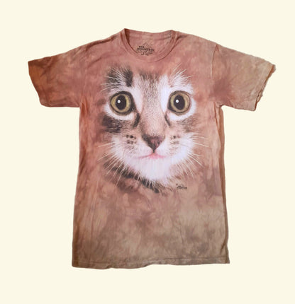 Vintage THE MOUNTAIN Cute Kitty Bleach Dye Cotton T-Shirt
