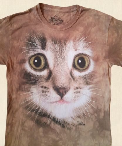 Vintage THE MOUNTAIN Cute Kitty Bleach Dye Cotton T-Shirt