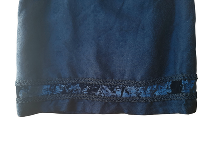 Vintage 1960s French Black Brocade Velvet Trim Skirt