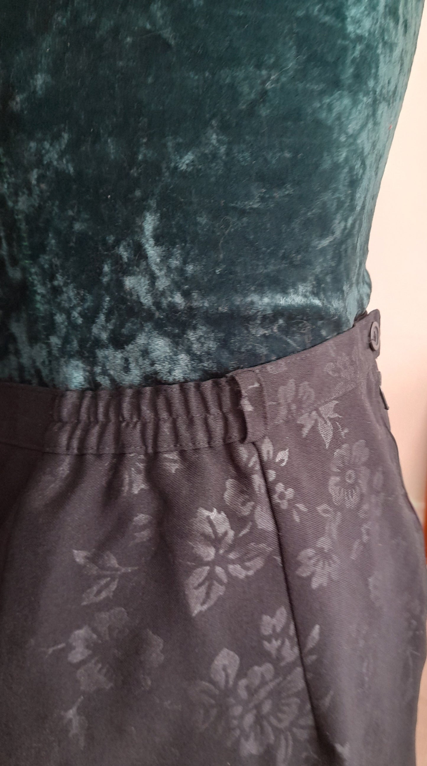 Black Satin Rose Vintage Gothic Glam Skirt