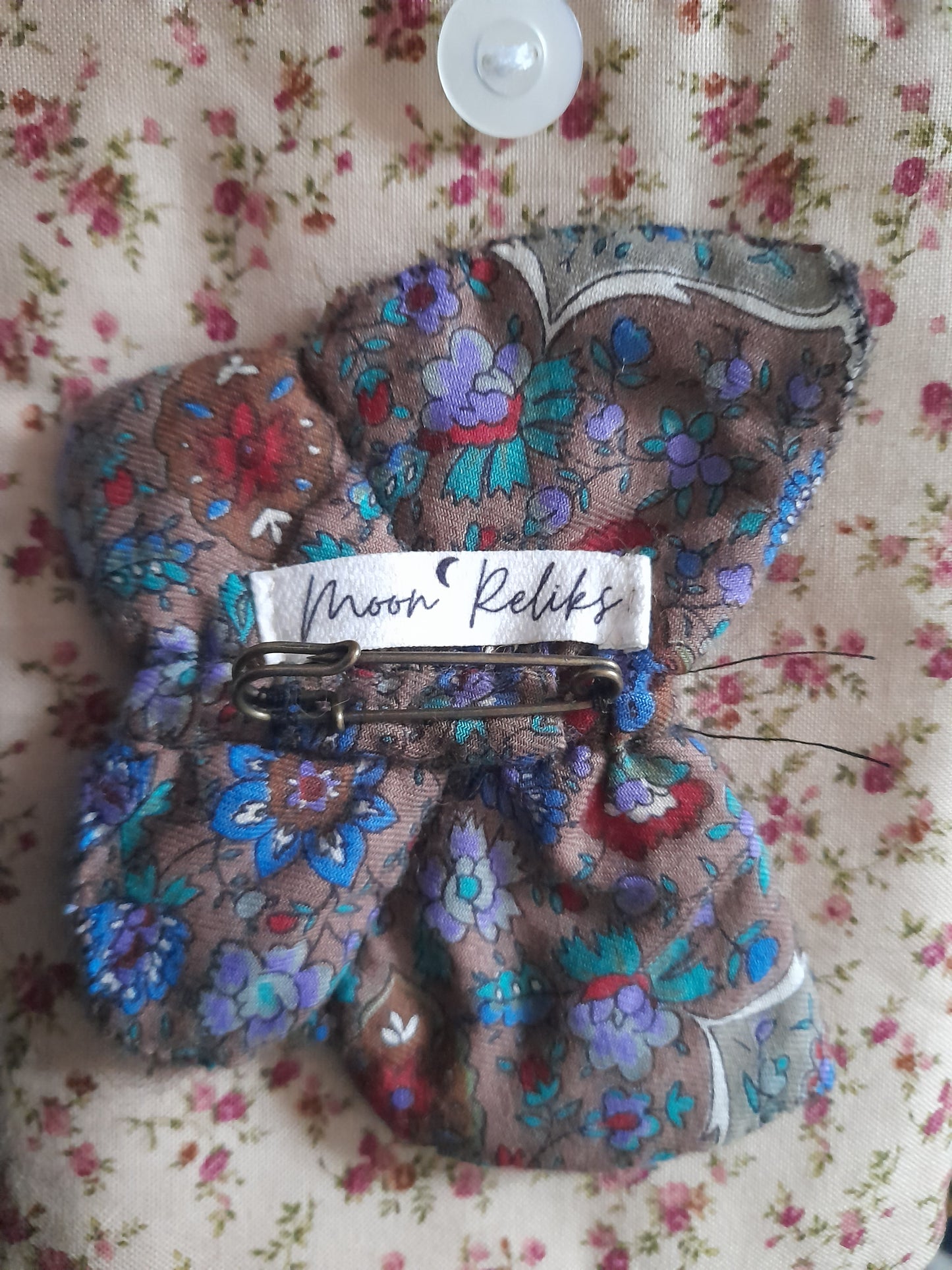 Original OOAK Wool Felt Textile Peacock Butterfly Brooch Adornment