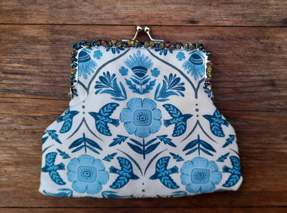 Bird Flower Nature Print Quartz Gemstone Silver Clasp Wallet