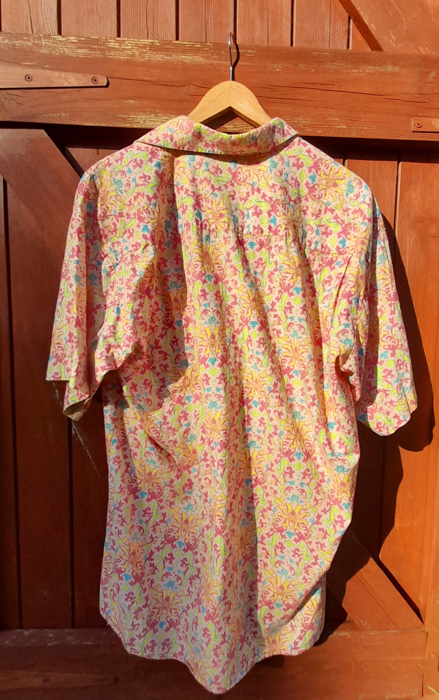 Vintage 70s C&A NEW FAST Mens Pink Cotton Pastel Paisley Shirt