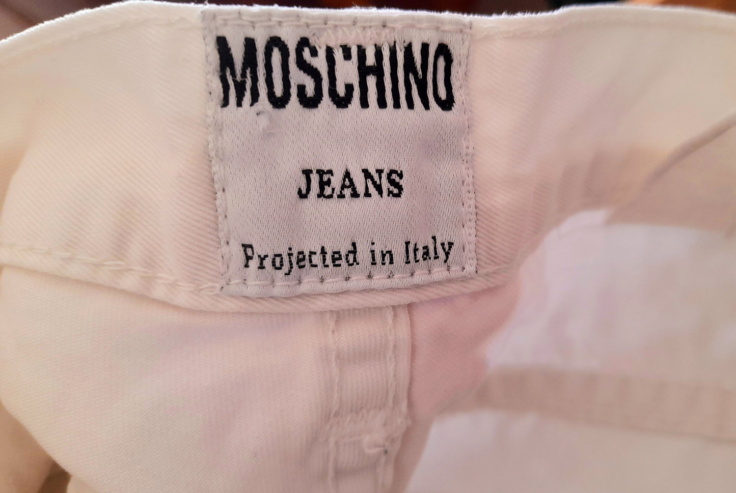 Vintage Y2K Moschino Gold Flower White Cotton Slim Fit Jeans