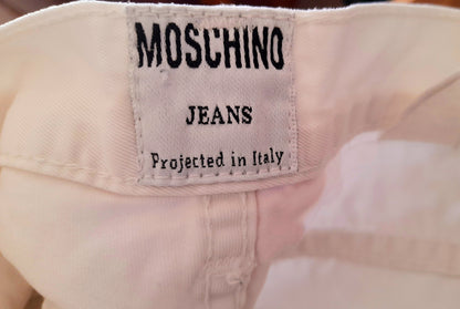 Vintage Y2K Moschino Gold Flower White Cotton Slim Fit Jeans