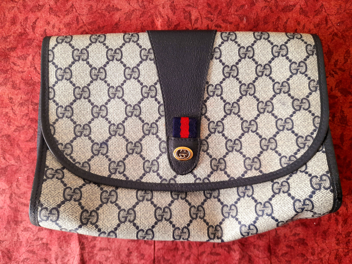 Vintage 90s Gucci Sherry Canvas Clutch Grab Bag