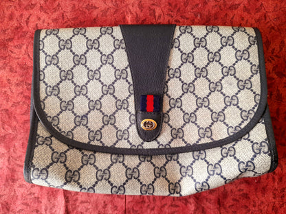 Vintage 90s Gucci Sherry Canvas Clutch Grab Bag