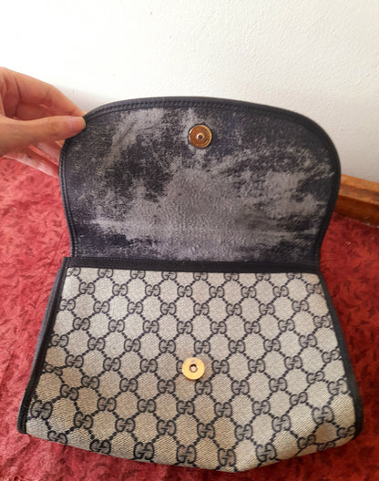Vintage 90s Gucci Sherry Canvas Clutch Grab Bag