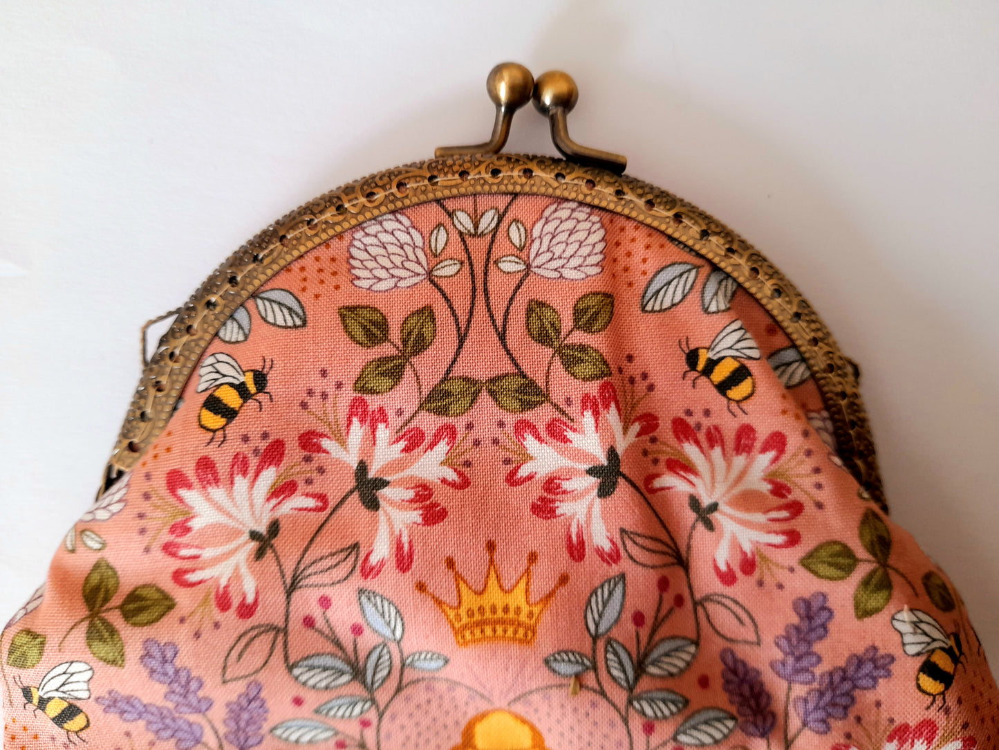 Pink Bumble Bee Hive Floral Real Lavender Clasp Wallet