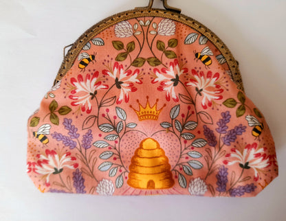 Pink Bumble Bee Hive Floral Real Lavender Clasp Wallet