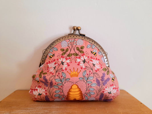 Pink Bumble Bee Hive Floral Real Lavender Clasp Wallet
