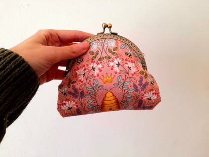 Pink Bumble Bee Hive Floral Real Lavender Clasp Wallet