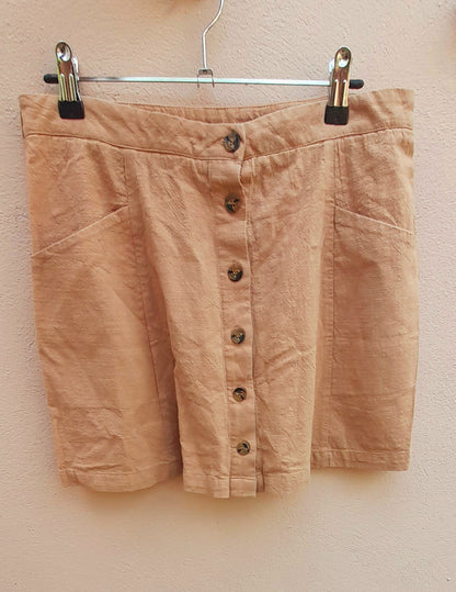 Vintage IJOAH Camel Beige Button Flared Mini Skirt