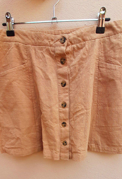 Vintage IJOAH Camel Beige Button Flared Mini Skirt
