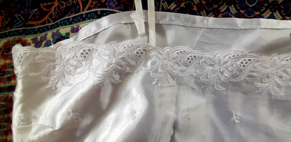Vintage 70s White Satin Embroidered Camisole