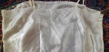 Vintage 70s White Satin Embroidered Camisole
