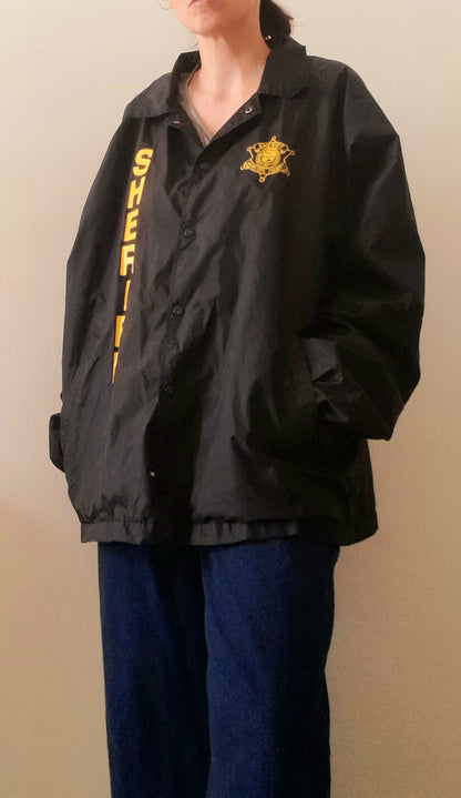 Vintage 80s Cardinal Sherrif Black Waterproof Rain Jack