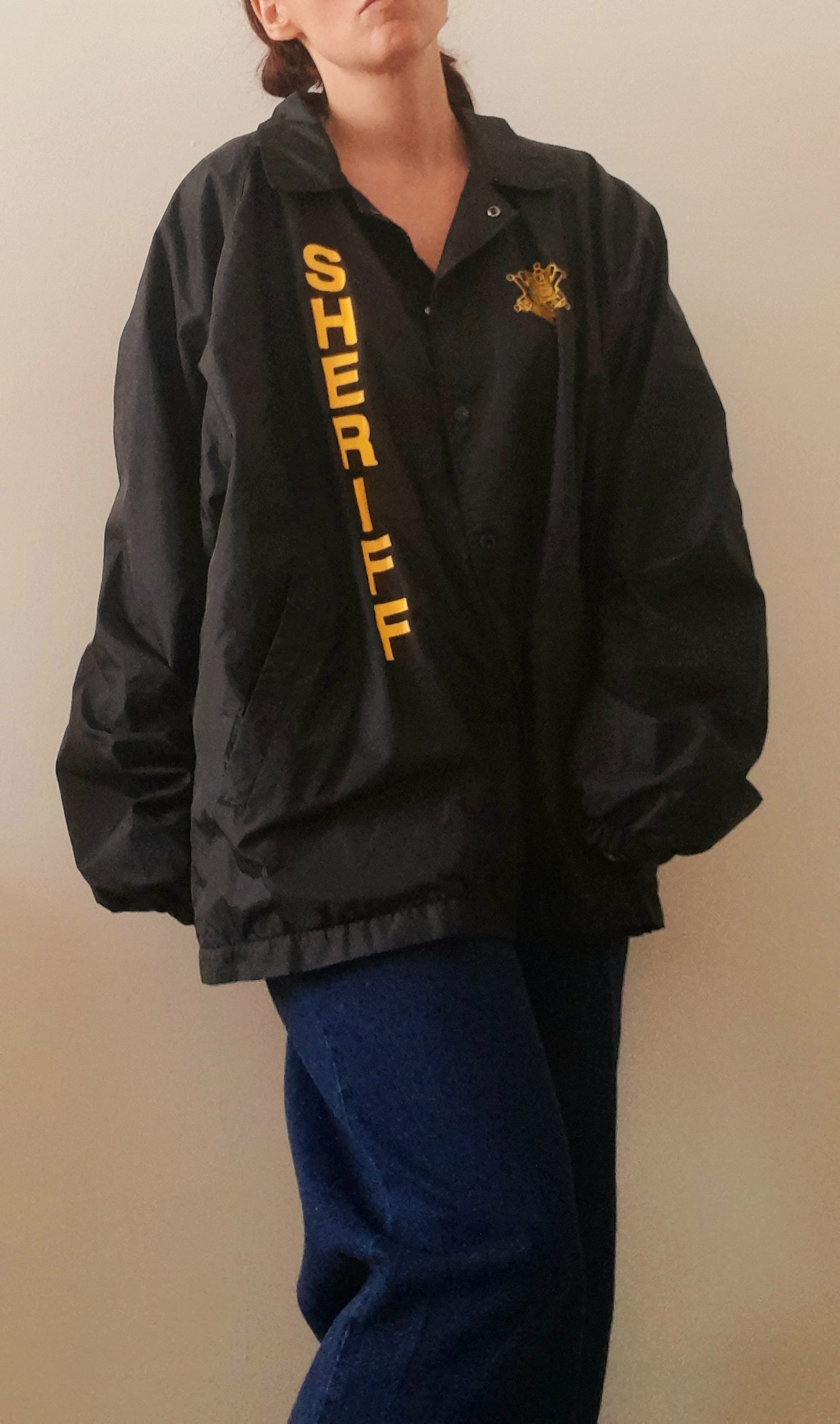 Vintage 80s Cardinal Sherrif Black Waterproof Rain Jack