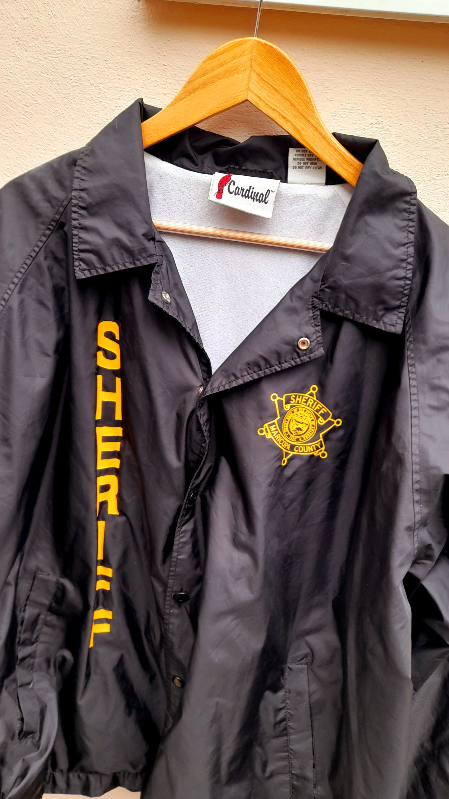Vintage 80s Cardinal Sherrif Black Waterproof Rain Jack
