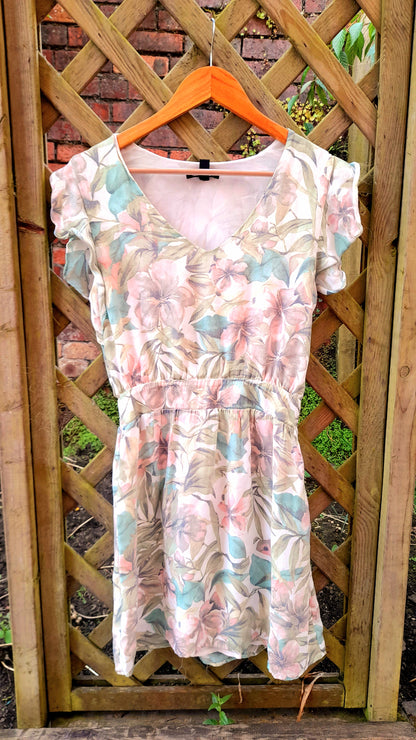 Vintage Y2K Pretty Pastel Floral Gauze Chiffon Frill Dress