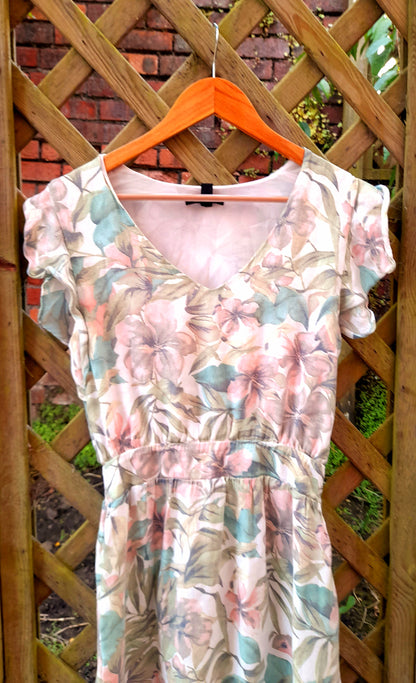 Vintage Y2K Pretty Pastel Floral Gauze Chiffon Frill Dress