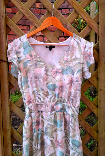 Vintage Y2K Pretty Pastel Floral Gauze Chiffon Frill Dress