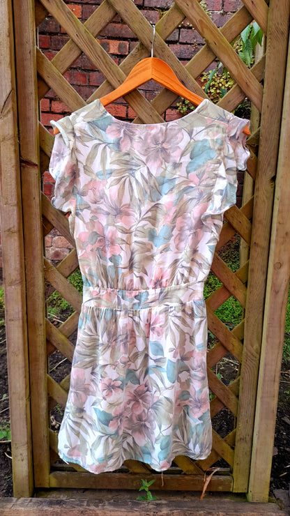 Vintage Y2K Pretty Pastel Floral Gauze Chiffon Frill Dress