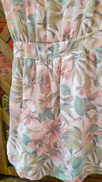Vintage Y2K Pretty Pastel Floral Gauze Chiffon Frill Dress