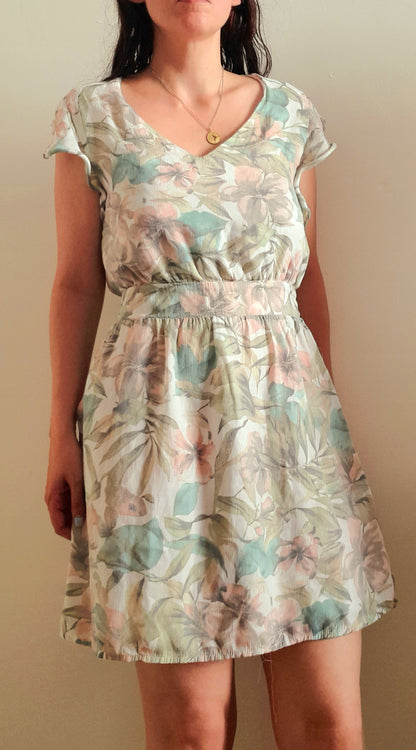Vintage Y2K Pretty Pastel Floral Gauze Chiffon Frill Dress