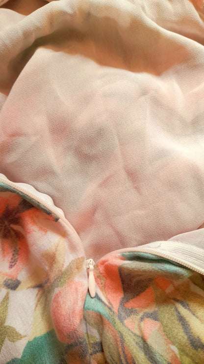 Vintage Y2K Pretty Pastel Floral Gauze Chiffon Frill Dress