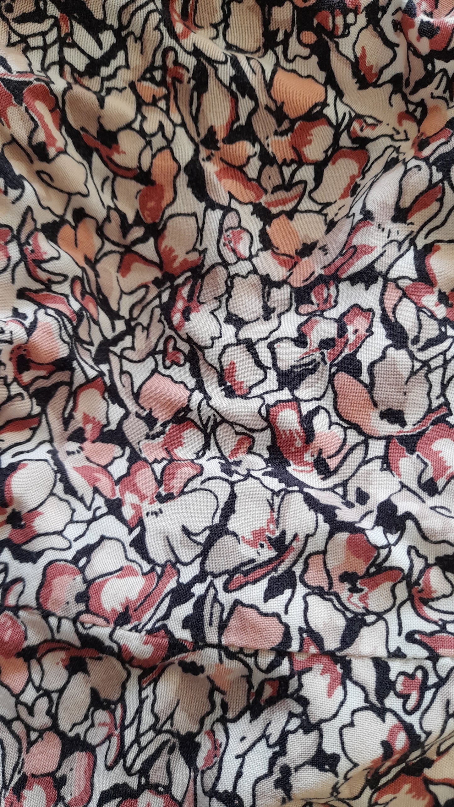 Vintage Abstract Floral Viscose Short Sleeve Midi Dress