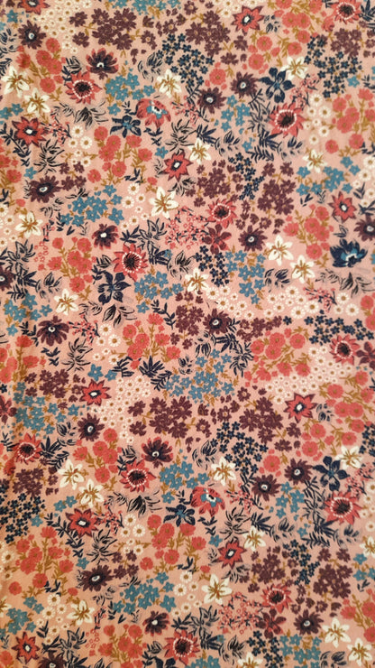 Vintage 70s Pink Floral Jersey Shift Dress