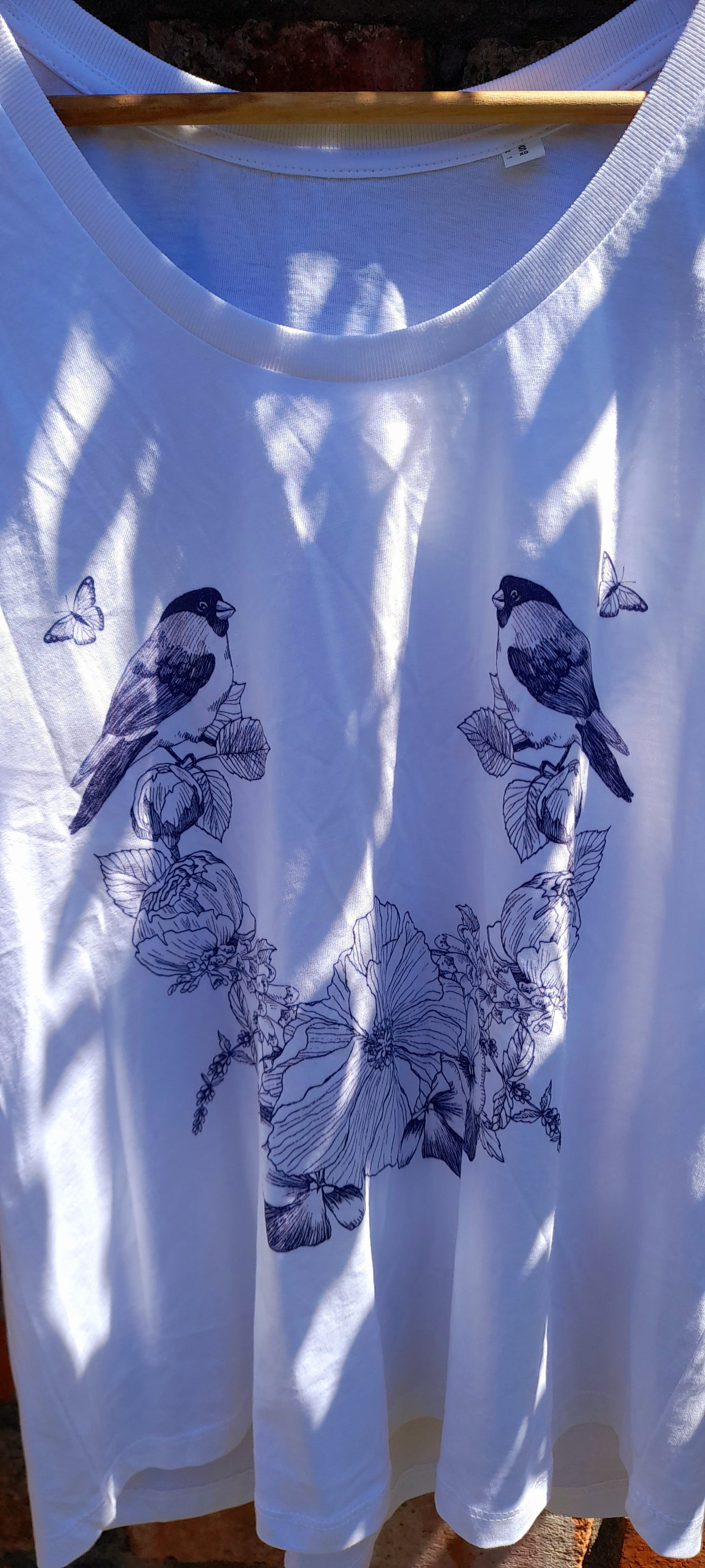 White Organic Cotton Nature Print Racer Style Vest Top