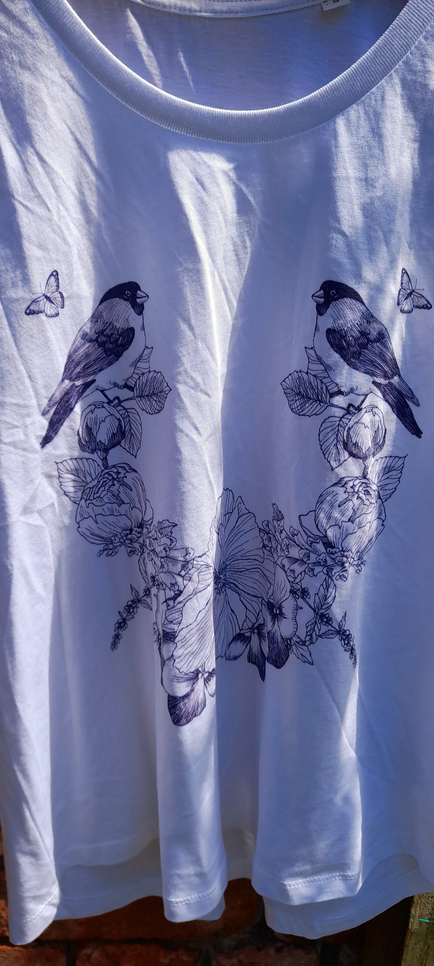 White Organic Cotton Nature Print Racer Style Vest Top