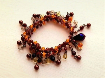 Reworked Vintage Beaded Tassel Elastic Bracelet