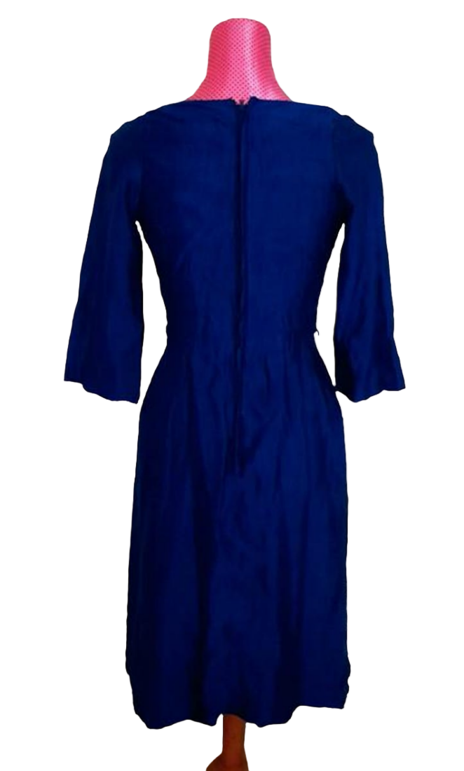 Vintage 1950s SUSAN SMALL Sapphire Linen Dress