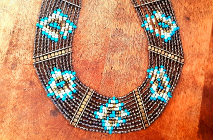 Vintage Beaded Boho Tribal Collar Necklace