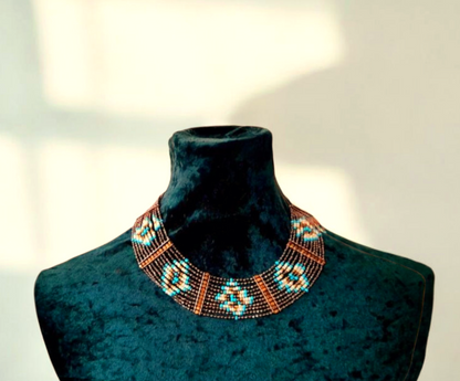 Vintage Beaded Boho Tribal Collar Necklace