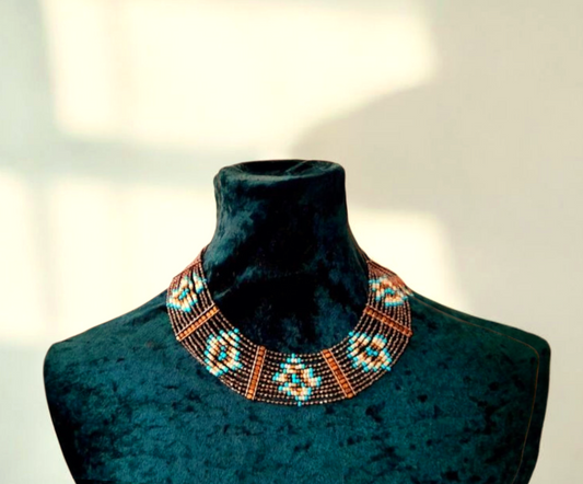 Vintage Beaded Boho Tribal Collar Necklace