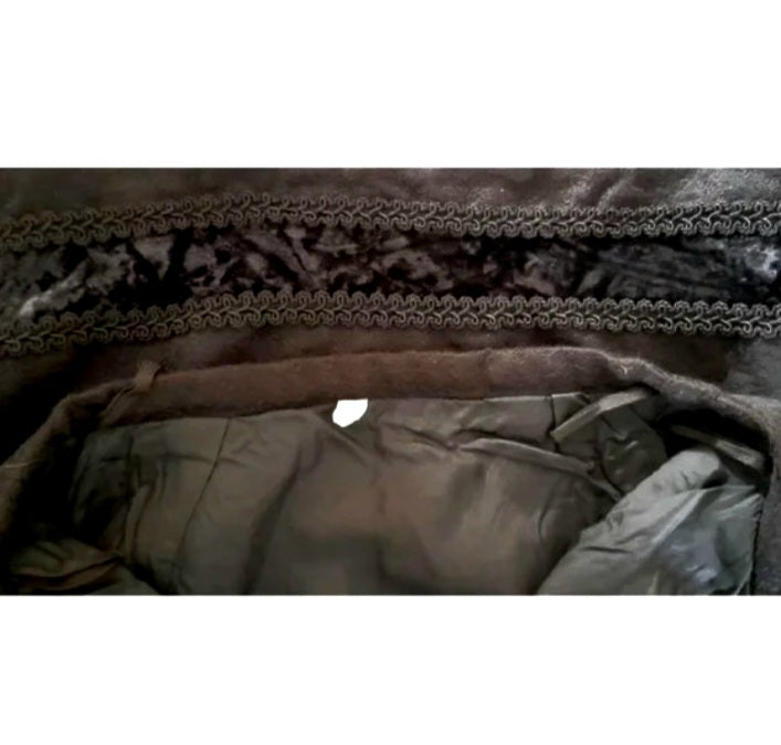 Vintage 1960s Black Brocade Velvet Trim Skirt