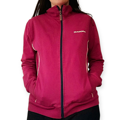 Vintage 90s Diadora Pink Zip Fleece Jacket